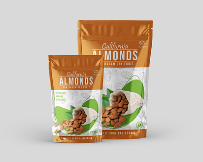 Almond Doypack Design bottle label branding coreldraw corporate design doypack graphic design graphic designer illustrator label design logo packaging packaging design packaging designer photoshop pouch design product packaging