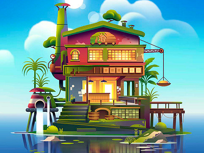 Onsen anime architecture illustration japan light onsen travel voyage