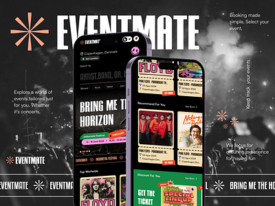 Event Booking Ticket Apps band booking branding calender concer dark event eventmate festival graphic design logo maps music pop popstyle product schdule ticket ui ui8