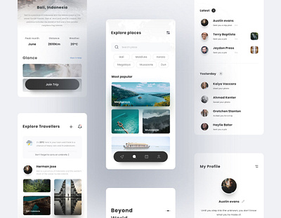 Recce Mobile App android app app design application figma friends group home page ios mobile app nature navigation places tour travel travelling trip ui ux uxui