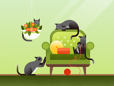 There are never too many cats affinity designer cat cats character cute cute cats cute illustration flat graphic design home illustration vector