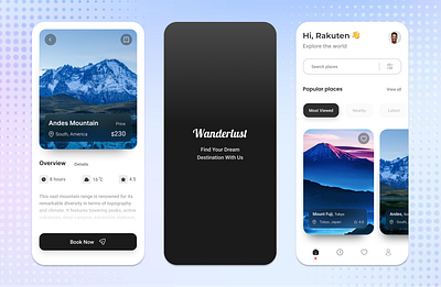 Wanderlust - Your Ultimate Travel Companion app branding design graphic design logo minimal travel typography ui ux