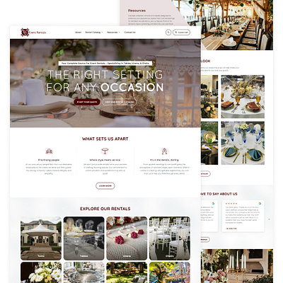 Homepage desing for a Party and Event Equipment Rental Company entertainment eventswebsite figma product design rentalswebsite typography ui ui design uiux designer ux ux design web webdesign website design