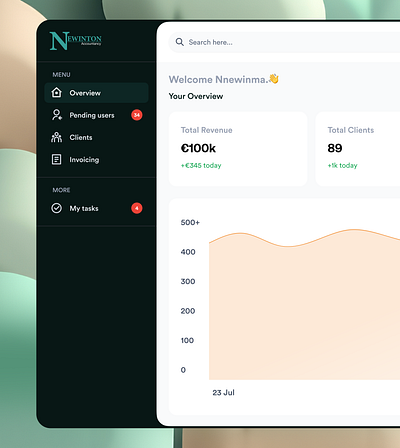 Newinton Accountancy- Overview Dashboard accounting clean dashboard dashboardesign design figma saas ui