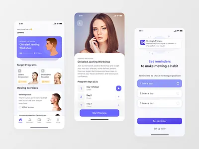 Building Mewing: A user-friendly app for facial posture training design ios mewing mobile ui ux