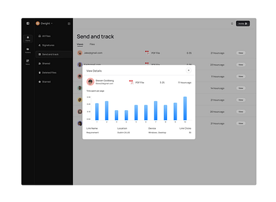 Activity - Popup modal. activity barchart chart desktop app details figma product design ui uiux ux view view activity webapp website