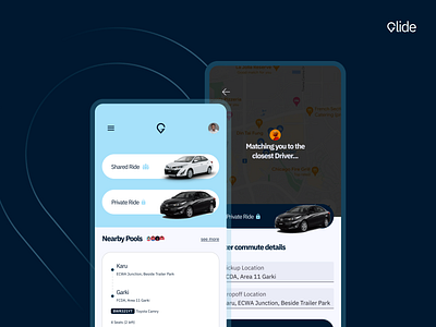 Ride Booking - Glide (Ride Hailing Platform) branding graphic design logo ui