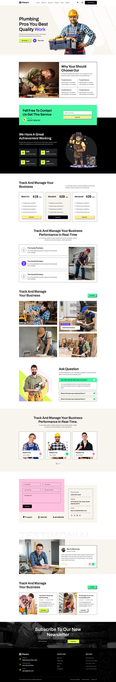 Pipepro - Handyman & Plumber Figma Template By Mugli ui ux design apps design web design