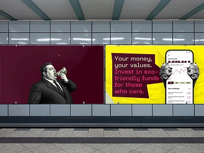 Financial Alternative App – Campaign Screens alternative animation app campaign display financial marketing mockup railway station subway underground