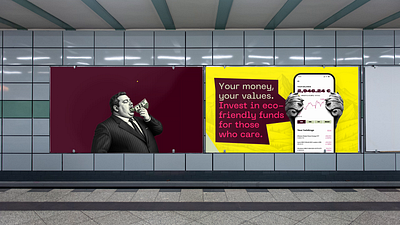 Financial Alternative App – Campaign Screens alternative animation app campaign display financial marketing mockup railway station subway underground