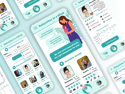 Babysitter in a Blink babysitter babysitting blink design figma ui ux