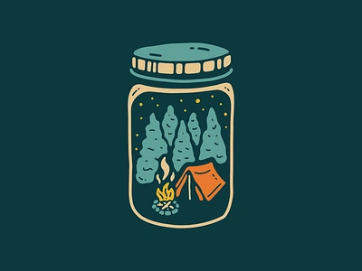 Camp in a Jar adventure camp camping design graphic design hand drawn illustration mason jar outdoors vector