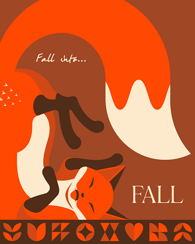 Quinn the Fox: Falling into Fall abstract animals animal art animals autumn cozy vibes cute cute fox fall art fall season fox fox illustration geometric patterns graphic design minimalist design nature inspired playful illustration seasonal artwork warm tones whimsical design woodland animals