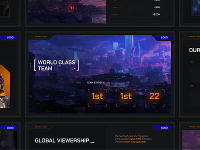 Pitch deck design for e-sport industry branding design figma graphic design illustrations pitch deck presentation