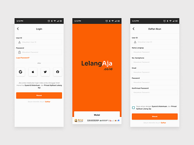 LelangAja, Auction App auction design mobile orange