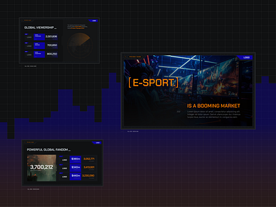 Pitch deck slides for e-sport game industry branding design figma graphic design illustrations pitch deck presentation