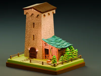 Svanetian Tower 3d blender branding cartoon colors design graphic design ill illustration illustrator