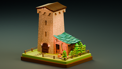 Svanetian Tower 3d blender branding cartoon colors design graphic design ill illustration illustrator