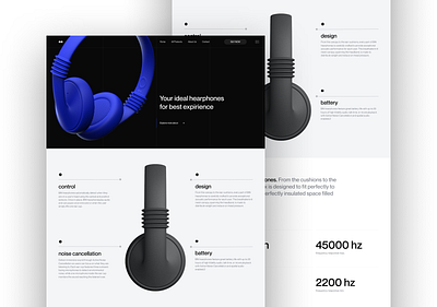 Headphones Website Home Page landing page ui web design