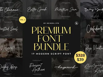 Premium Font Bundle Sale By Heinzel Std branding canva commercial use cricut cursive font design digital font font bundle graphic design handwriting handwriting font handwritten handwritten font illustration logo modern font procreate signature font typeface wedding font