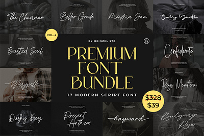 Premium Font Bundle Sale By Heinzel Std branding canva commercial use cricut cursive font design digital font font bundle graphic design handwriting handwriting font handwritten handwritten font illustration logo modern font procreate signature font typeface wedding font