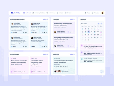 Developer communities platform app branding conference platform dashboard design design system illustration marketing website platform ui ux web webflow website