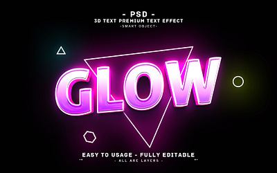 'Glow'' 3D Editable PSD Text Effect Style action editable text effect effect glow glow 3d text effect glow headline glowing 3d text effect neon new text style text effect typo