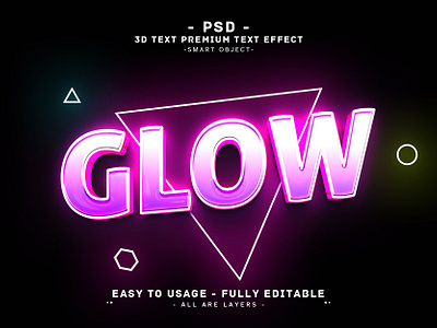 'Glow'' 3D Editable PSD Text Effect Style action editable text effect effect glow glow 3d text effect glow headline glowing 3d text effect neon new text style text effect typo