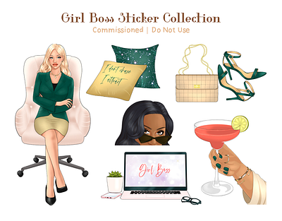 Sticker Sheets Commission | Girl Boss 2d character design collection digital art editorial girl power illustration print sticker women