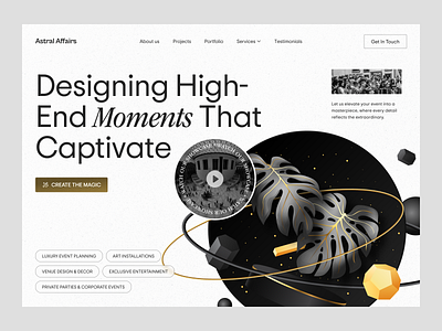 Astral Affaris - Website Design captivating website creative header creative landing page creative website header design header uiux illustration header illustration website modern website ui uiux uiux web ux web design website header website uiux