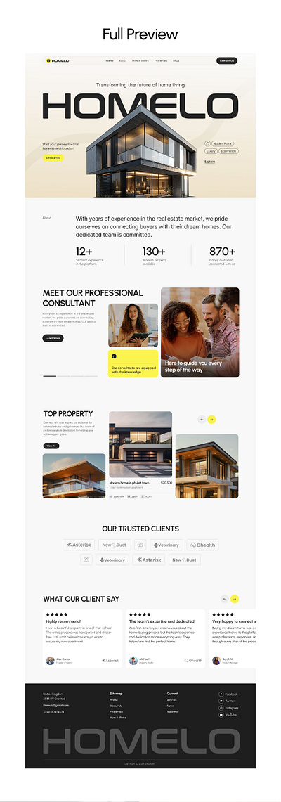 Homelo | Real Estate firm landing page landing page ui visual identity