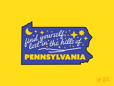 find yourself... adventure badge design explore hike hills mountains outdoors pa pennsylvania saturday morning adventure club smac sticker valleys