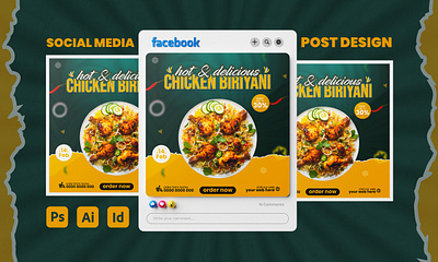 food social media post advertising biriyani delicious design food design food menu graphic design illustrator minimal design poster social media post