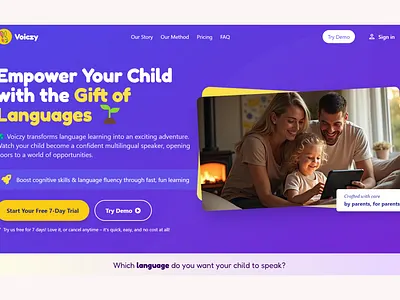 AI-powered language learning web app for kids branding design figma graphic design illustration logo typography ui ux vector