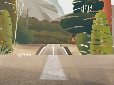 Road to hills digital art digital painting illustration procreate