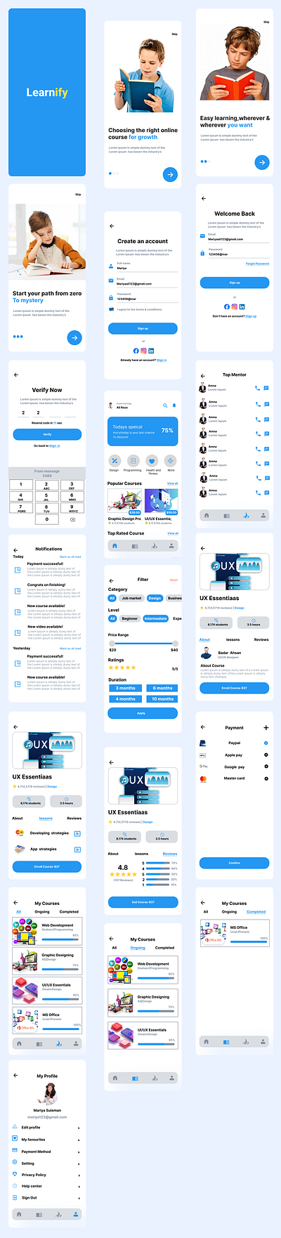 Learnify App UI app design lms ui ux