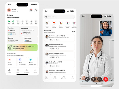 NutriCare - Health Care App animation consultation design doctor health health care illustration medication mobile app personal tracker selfcare ui design uiux