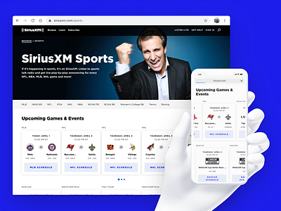 SiriusXM Sports redesign - helping 30m+ fans find their game. branding design system interaction design ui user experience user interface user research ux web design