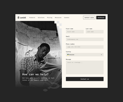 Support page blackwhite clean contactus design elegant figma functional minimalistic modern monochrome organized professional simple structured support supportpage ui user friendly ux