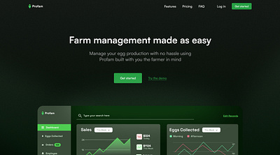 Landing page hero section ui design in dark mode agriculture darkmode design landingpage saas ui ux website