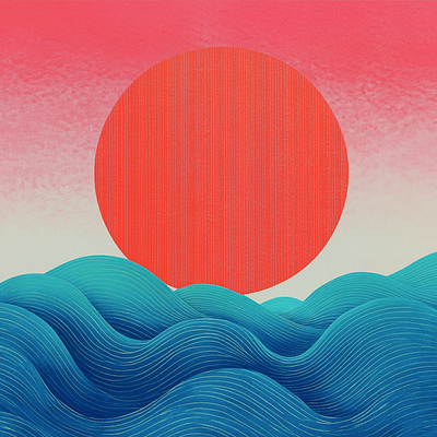 Sunrise Over the Sea graphic design illustration japanese art