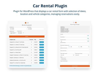 Vehicle Reservation Plugin for WordPress html javascript php plugin web plugin website plugin wordpress plugin