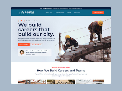 Construction Job Recruiter: hero design blue construction hero ici construction job recruiter orange ratings real estate recruiter residential construction testimonial ui ux web web design website website design