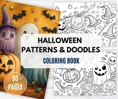 Halloween Patterns and Doodles Coloring Book halloween characters