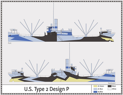 U.S. Type 2 - Design P - Dazzle Camouflage - 1918 camouflage dazzle illustration