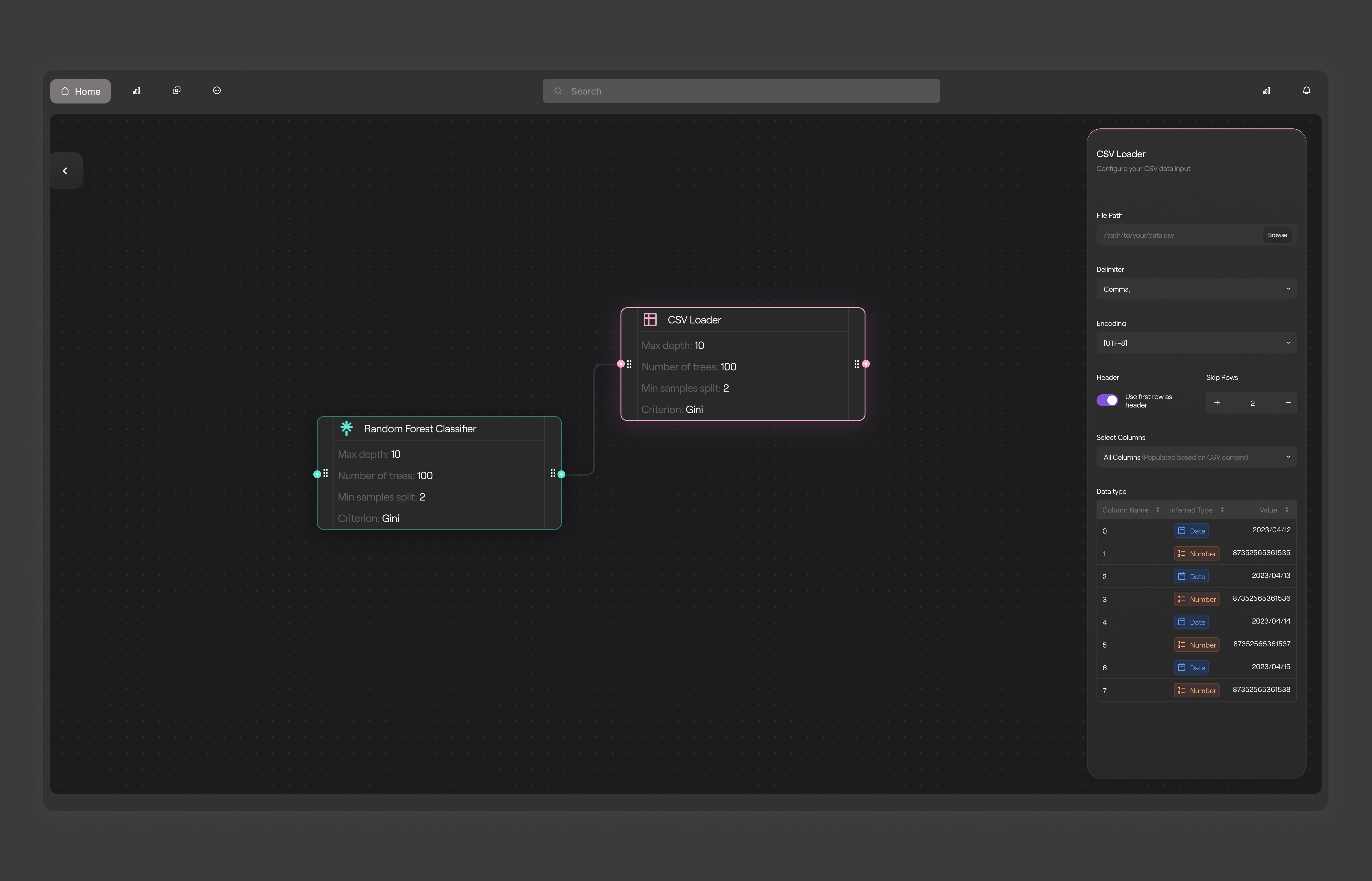 Nexus - ML Pipeline Builder 🔥 app branding builder colors connected dark darkmode data floating flow ml productdesign sidebar ui ux web