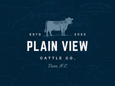 Plain View Cattle Co. | Dunn, NC beef farm brand branding cattle co cattle logo design cow logo design farm brand farm branding farm logo graphic design icon illustration logo logo design north carolina old map plain view ranch logos