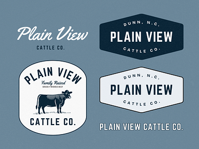 Plain View Cattle Co. | Dunn, NC badge badge designs brand brand mockup branding cattle brand cattle co cow icon cow illustration cow logo design drawing graphic design icon icons illustration logo logo design script badge secondary logos