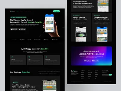 GoActive – Sports Landingpage athletes community community activities community sports fitness landing page performance sports sports and activities sports and activities hu sports hub sports monitoring sports ui design uiux design web design website design