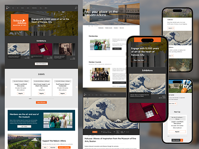 Nelson-Atkins Museum of Art experience grey heirarchy mobile mobile design mobile web museum orange ui user experience user interface ux web web design website design